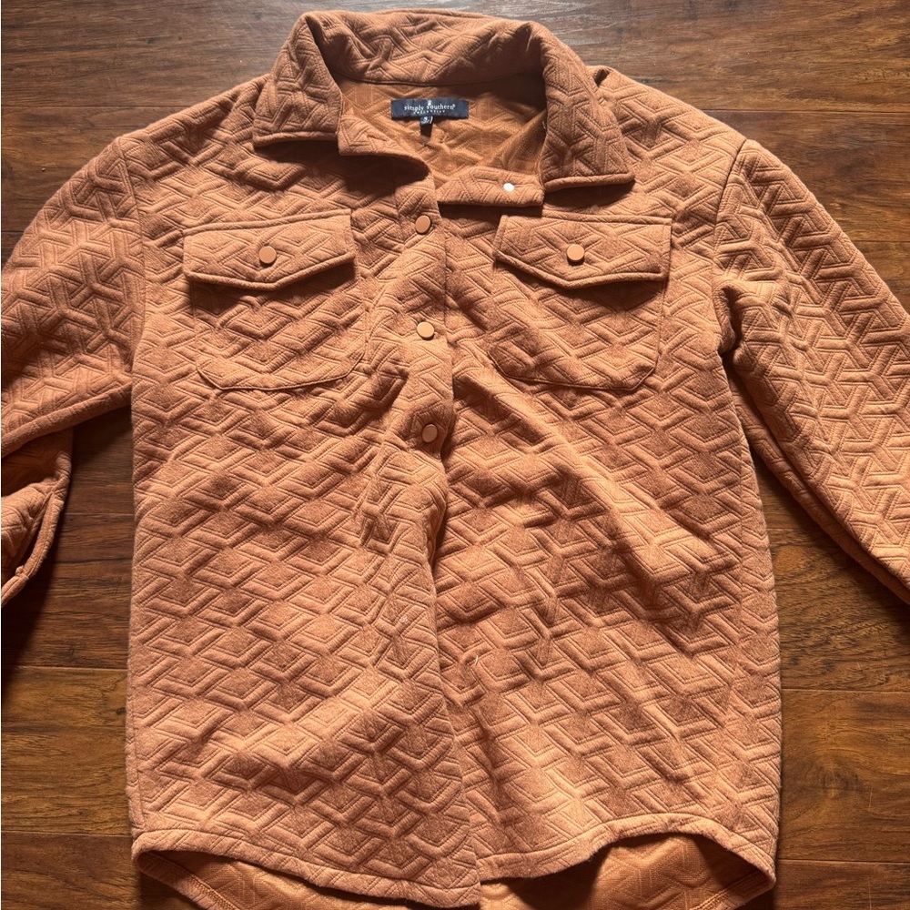Simply Southern Textured Rust Button Down Shirt